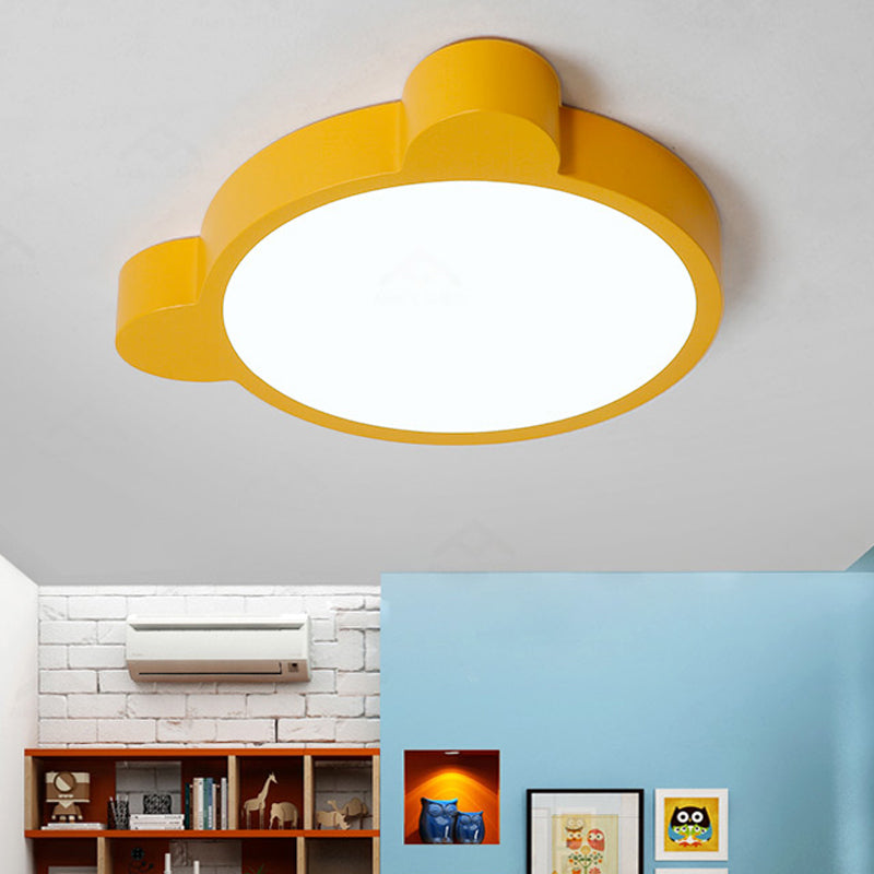 Bear Head LED Ceiling Mount Light Macaron Loft Acrylic Ceiling Lamp for Kid Bedroom Yellow Clearhalo 'Ceiling Lights' 'Close To Ceiling Lights' 'Close to ceiling' 'Flush mount' Lighting' 208344