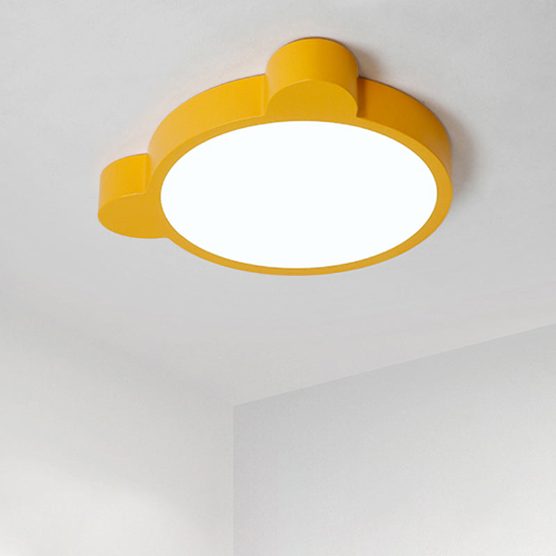 Bear Head LED Ceiling Mount Light Macaron Loft Acrylic Ceiling Lamp for Kid Bedroom Clearhalo 'Ceiling Lights' 'Close To Ceiling Lights' 'Close to ceiling' 'Flush mount' Lighting' 208345