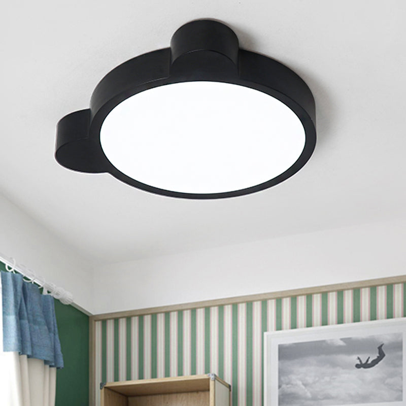 Bear Head LED Ceiling Mount Light Macaron Loft Acrylic Ceiling Lamp for Kid Bedroom Black Clearhalo 'Ceiling Lights' 'Close To Ceiling Lights' 'Close to ceiling' 'Flush mount' Lighting' 208348