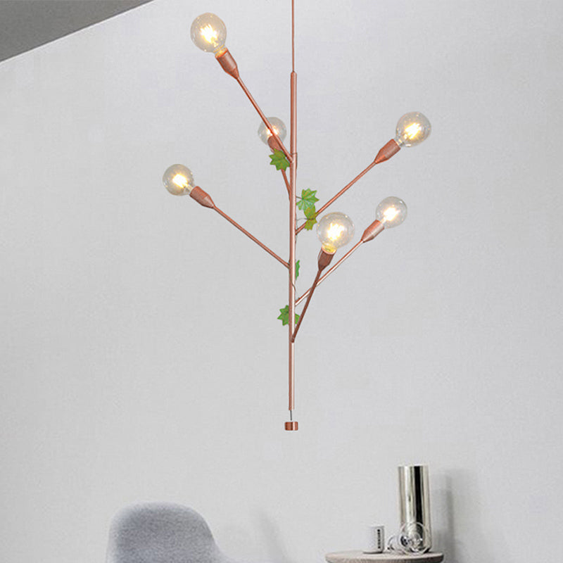 Branch Pendant Lamp Modern Metal 3/6 Lights Gold/Rose Gold Cluster Pendant for Dining Room 6 Rose Gold Clearhalo 'Ceiling Lights' 'Modern Pendants' 'Modern' 'Pendant Lights' 'Pendants' Lighting' 208371