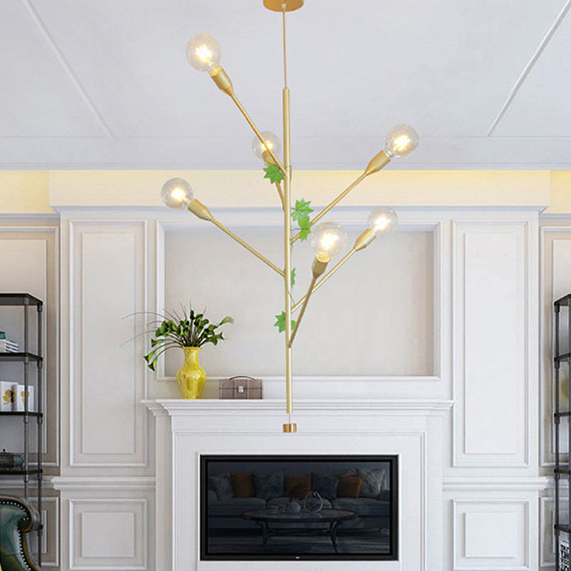 Branch Pendant Lamp Modern Metal 3/6 Lights Gold/Rose Gold Cluster Pendant for Dining Room 6 Gold Clearhalo 'Ceiling Lights' 'Modern Pendants' 'Modern' 'Pendant Lights' 'Pendants' Lighting' 208374