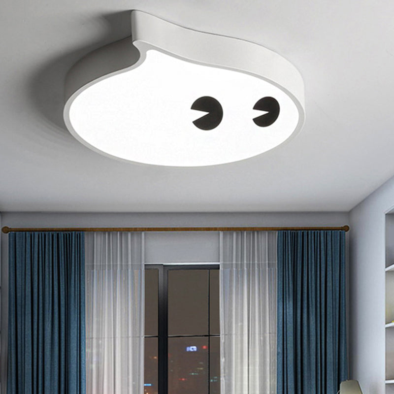 Boys Bedroom Cartoon Face Ceiling Lamp Acrylic Lovely White LED Ceiling Mount Light White Clearhalo 'Ceiling Lights' 'Close To Ceiling Lights' 'Close to ceiling' 'Flush mount' Lighting' 208402