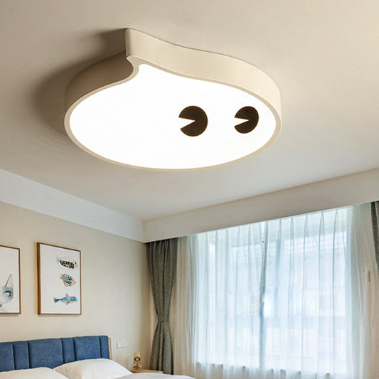 Boys Bedroom Cartoon Face Ceiling Lamp Acrylic Lovely White LED Ceiling Mount Light Clearhalo 'Ceiling Lights' 'Close To Ceiling Lights' 'Close to ceiling' 'Flush mount' Lighting' 208403