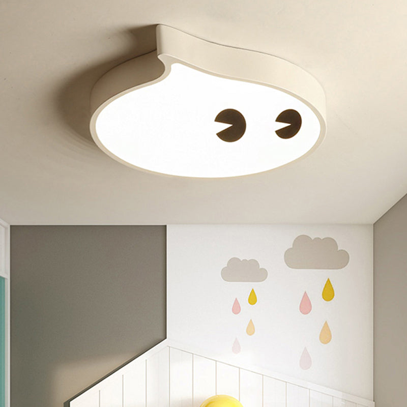 Boys Bedroom Cartoon Face Ceiling Lamp Acrylic Lovely White LED Ceiling Mount Light Clearhalo 'Ceiling Lights' 'Close To Ceiling Lights' 'Close to ceiling' 'Flush mount' Lighting' 208404