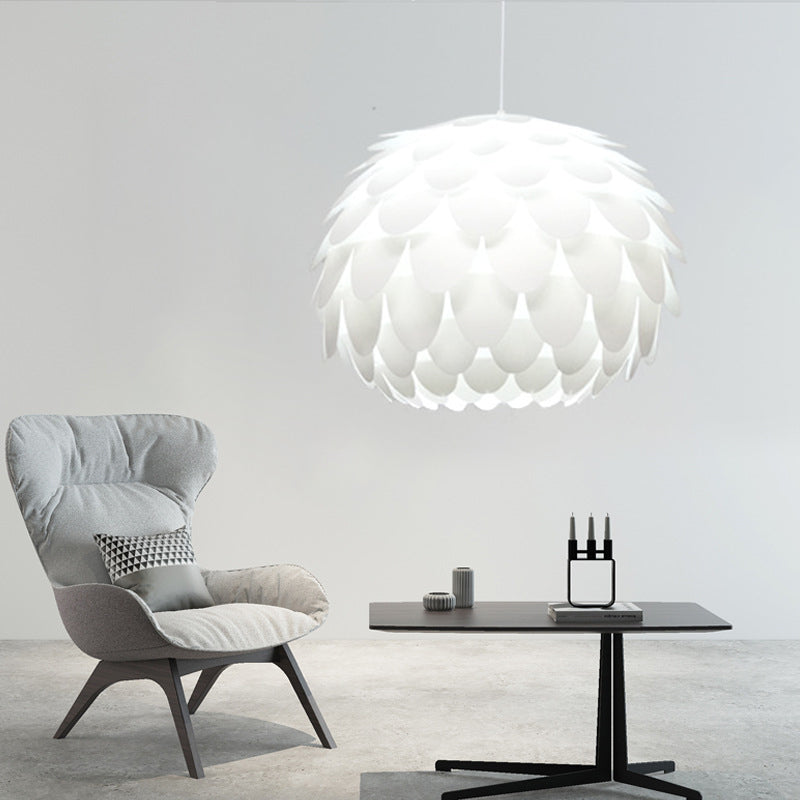 Squama Pendant Light Arc Deco Plastic 1 Light White Ceiling Pendant Light for Bedroom, 12"/16" Wide Clearhalo 'Ceiling Lights' 'Modern Pendants' 'Modern' 'Pendant Lights' 'Pendants' Lighting' 208405