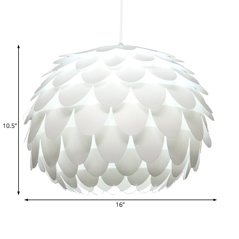 Squama Pendant Light Arc Deco Plastic 1 Light White Ceiling Pendant Light for Bedroom, 12"/16" Wide Clearhalo 'Ceiling Lights' 'Modern Pendants' 'Modern' 'Pendant Lights' 'Pendants' Lighting' 208410