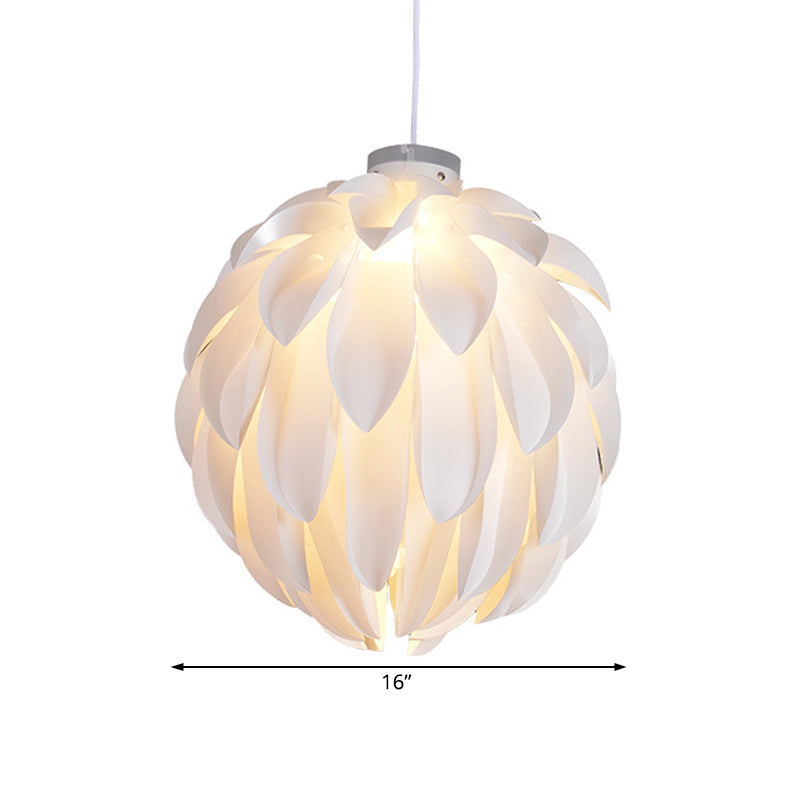 Flower Pendant Light Art Deco Plastic 1 Light White Ceiling Pendant Light for Dining Room, 16"/19.5" Wide Clearhalo 'Ceiling Lights' 'Pendant Lights' 'Pendants' Lighting' 208431