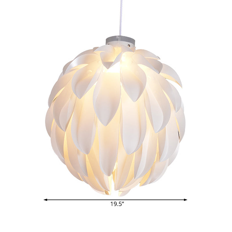 Flower Pendant Light Art Deco Plastic 1 Light White Ceiling Pendant Light for Dining Room, 16"/19.5" Wide Clearhalo 'Ceiling Lights' 'Pendant Lights' 'Pendants' Lighting' 208432