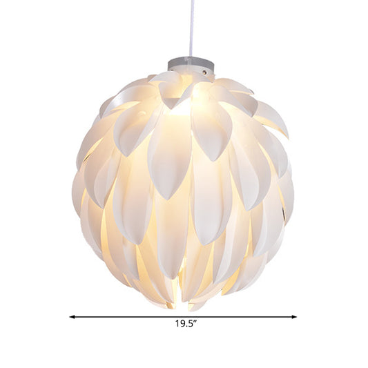 Flower Pendant Light Art Deco Plastic 1 Light White Ceiling Pendant Light for Dining Room, 16"/19.5" Wide Clearhalo 'Ceiling Lights' 'Pendant Lights' 'Pendants' Lighting' 208432