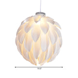 Flower Pendant Light Art Deco Plastic 1 Light White Ceiling Pendant Light for Dining Room, 16"/19.5" Wide Clearhalo 'Ceiling Lights' 'Pendant Lights' 'Pendants' Lighting' 208432