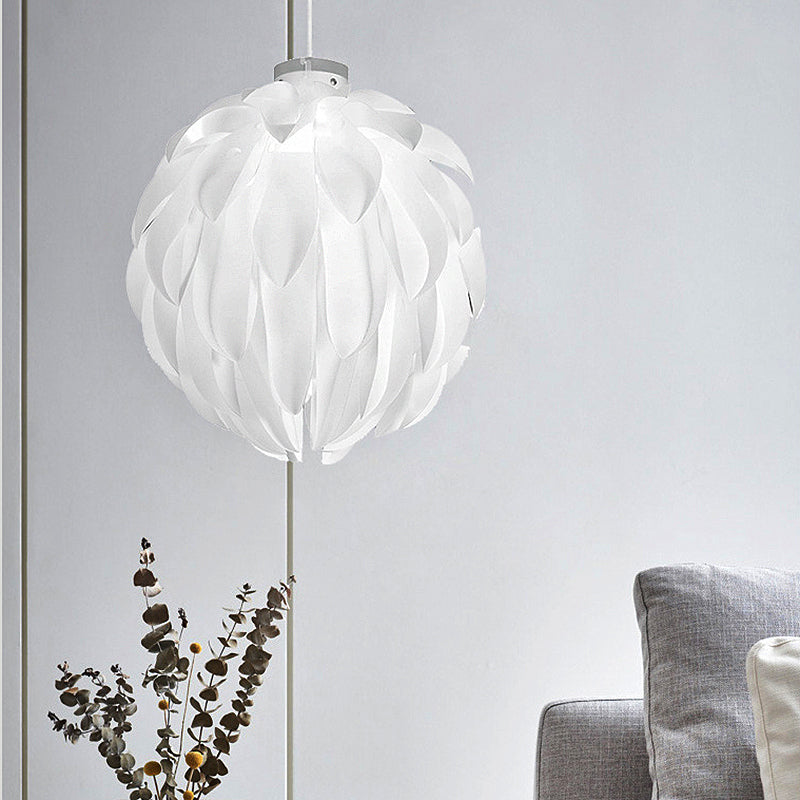 Flower Pendant Light Art Deco Plastic 1 Light White Ceiling Pendant Light for Dining Room, 16"/19.5" Wide Clearhalo 'Ceiling Lights' 'Pendant Lights' 'Pendants' Lighting' 208433