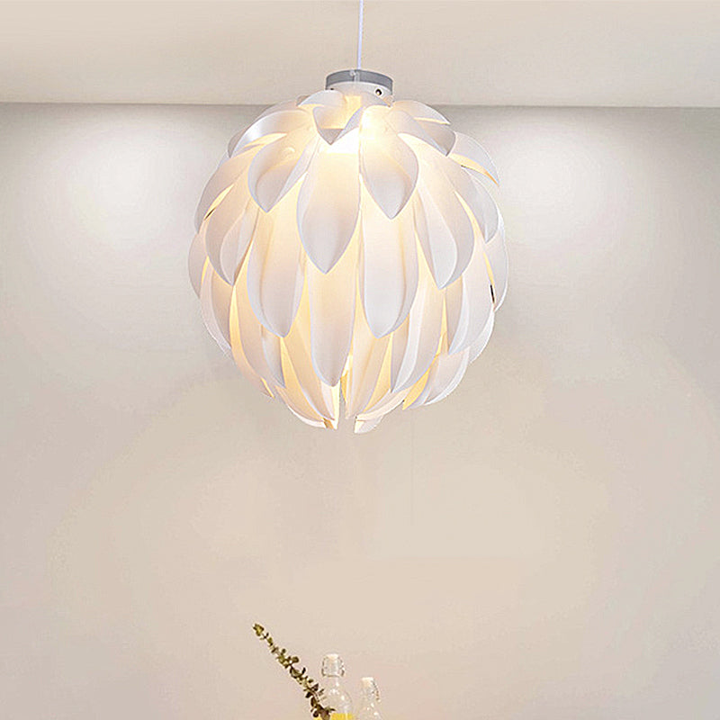 Flower Pendant Light Art Deco Plastic 1 Light White Ceiling Pendant Light for Dining Room, 16"/19.5" Wide Clearhalo 'Ceiling Lights' 'Pendant Lights' 'Pendants' Lighting' 208434