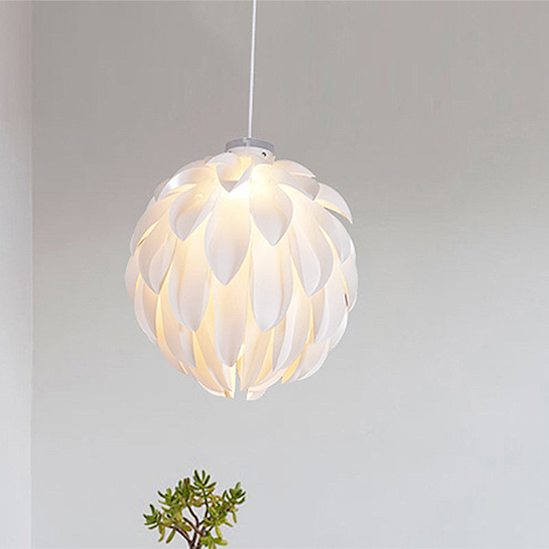 Flower Pendant Light Art Deco Plastic 1 Light White Ceiling Pendant Light for Dining Room, 16"/19.5" Wide Clearhalo 'Ceiling Lights' 'Pendant Lights' 'Pendants' Lighting' 208435