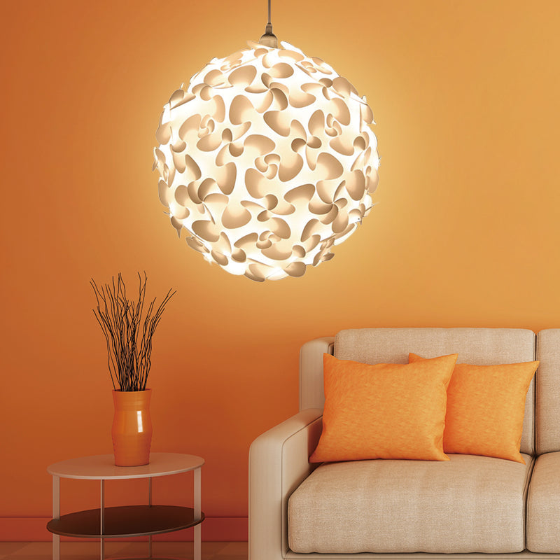 Art Deco 1 Light Pendant Light with Plastic Shade White Globe Hanging Ceiling Light, 18"/23.5" W Clearhalo 'Ceiling Lights' 'Pendant Lights' 'Pendants' Lighting' 208466