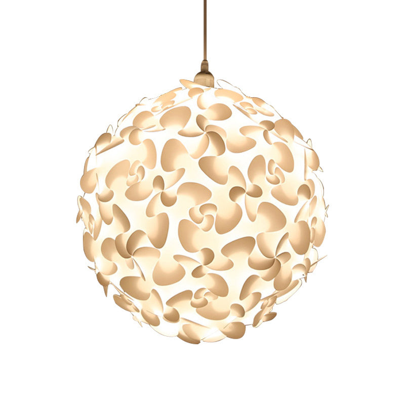 Art Deco 1 Light Pendant Light with Plastic Shade White Globe Hanging Ceiling Light, 18"/23.5" W Clearhalo 'Ceiling Lights' 'Pendant Lights' 'Pendants' Lighting' 208468