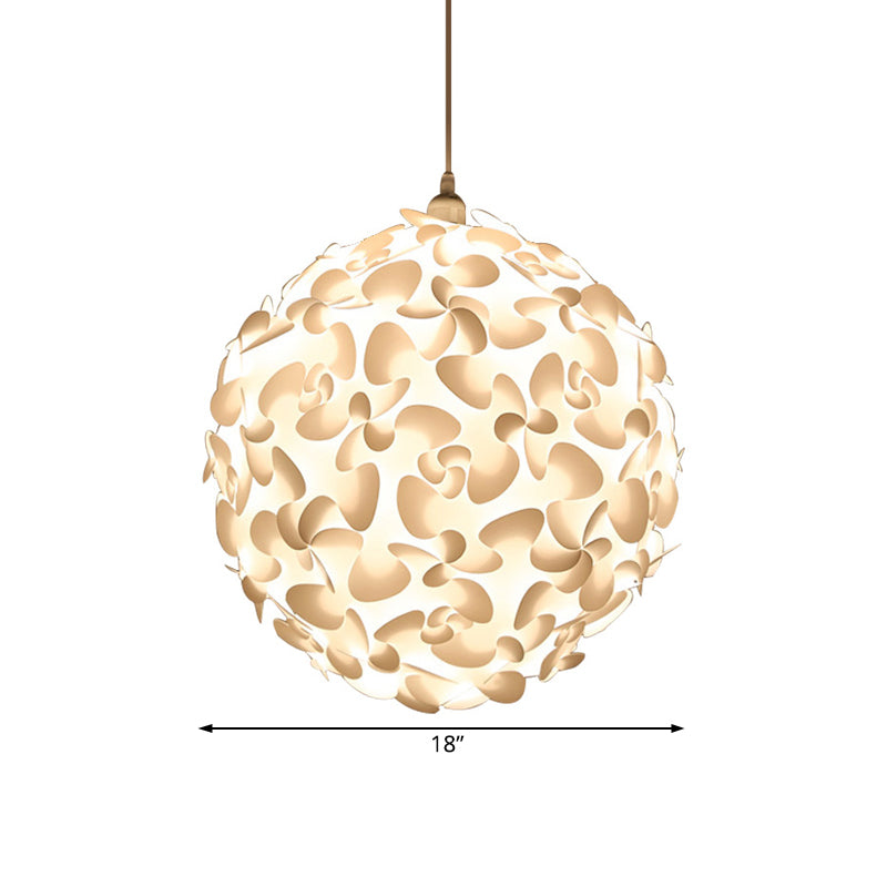 Art Deco 1 Light Pendant Light with Plastic Shade White Globe Hanging Ceiling Light, 18"/23.5" W Clearhalo 'Ceiling Lights' 'Pendant Lights' 'Pendants' Lighting' 208470