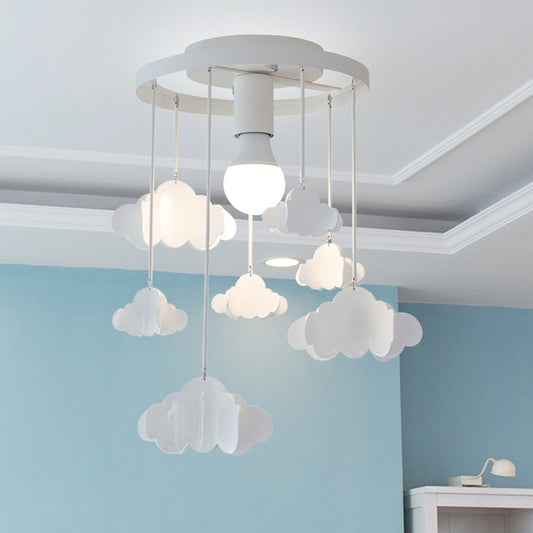 White Floating Cloud Ceiling Mount Light One Light Creative Metallic Ceiling Lamp for Baby Room White Clearhalo 'Ceiling Lights' 'Close To Ceiling Lights' 'Close to ceiling' 'Flush mount' 'Industrial Flush Mount' Lighting' 208482