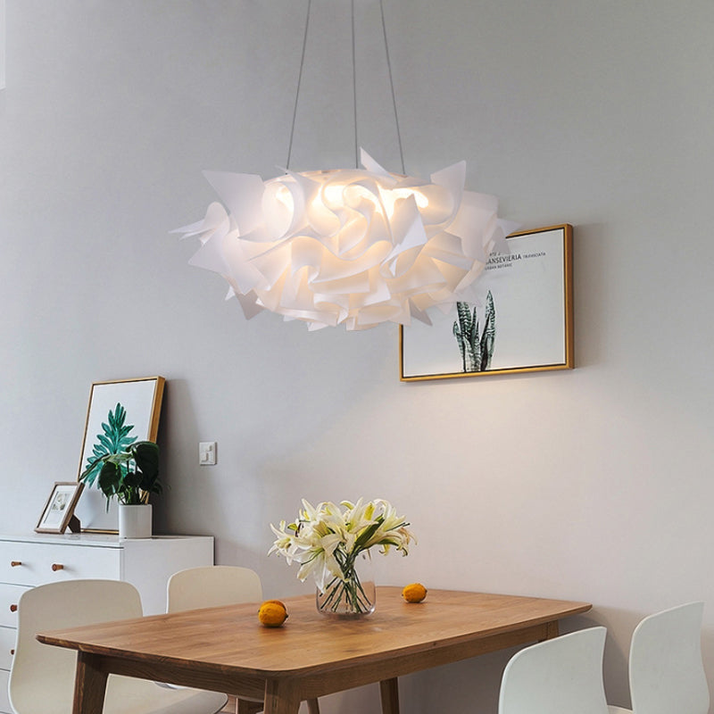 Acrylic Dome Pendant Light Modern 1 Light White/Brown Ceiling Pendant with Flower Design White Clearhalo 'Ceiling Lights' 'Modern Pendants' 'Modern' 'Pendant Lights' 'Pendants' Lighting' 208485