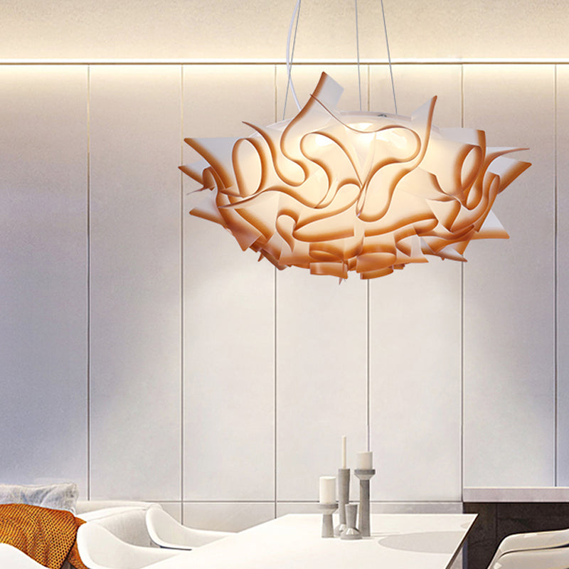 Acrylic Dome Pendant Light Modern 1 Light White/Brown Ceiling Pendant with Flower Design Brown Clearhalo 'Ceiling Lights' 'Modern Pendants' 'Modern' 'Pendant Lights' 'Pendants' Lighting' 208487