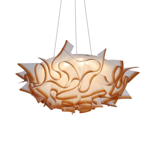 Acrylic Dome Pendant Light Modern 1 Light White/Brown Ceiling Pendant with Flower Design Clearhalo 'Ceiling Lights' 'Modern Pendants' 'Modern' 'Pendant Lights' 'Pendants' Lighting' 208489