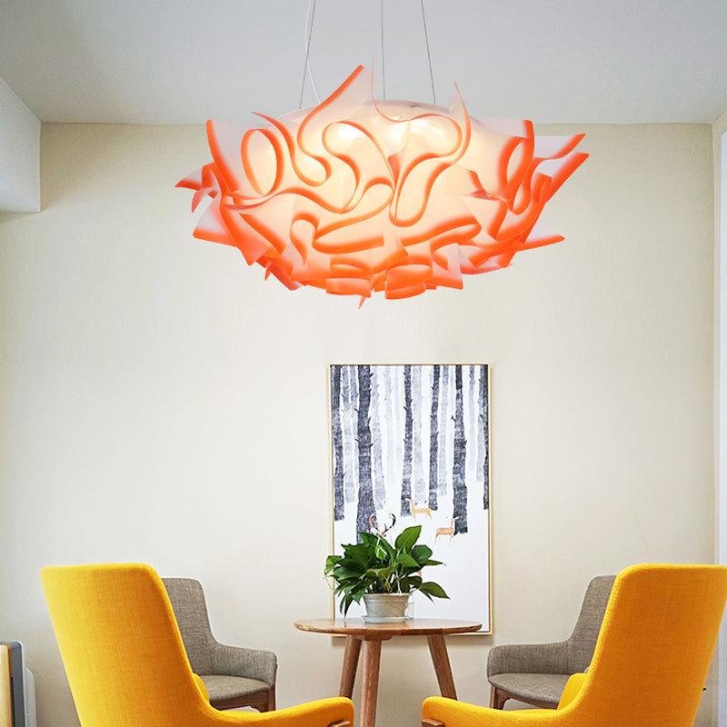 Flower Design Pendant Light Art Deco Acrylic 1 Light Pink/Orange/Blue Ceiling Pendant for Dining Room Orange Clearhalo 'Ceiling Lights' 'Modern Pendants' 'Modern' 'Pendant Lights' 'Pendants' Lighting' 208510