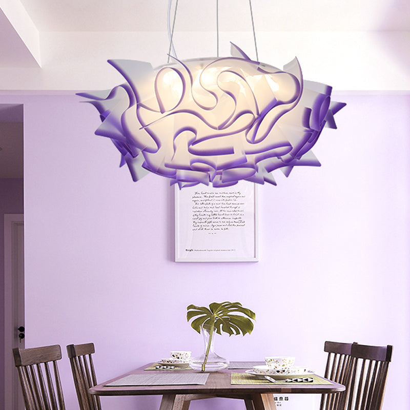 Flower Design Pendant Light Art Deco Acrylic 1 Light Pink/Orange/Blue Ceiling Pendant for Dining Room Purple Clearhalo 'Ceiling Lights' 'Modern Pendants' 'Modern' 'Pendant Lights' 'Pendants' Lighting' 208512