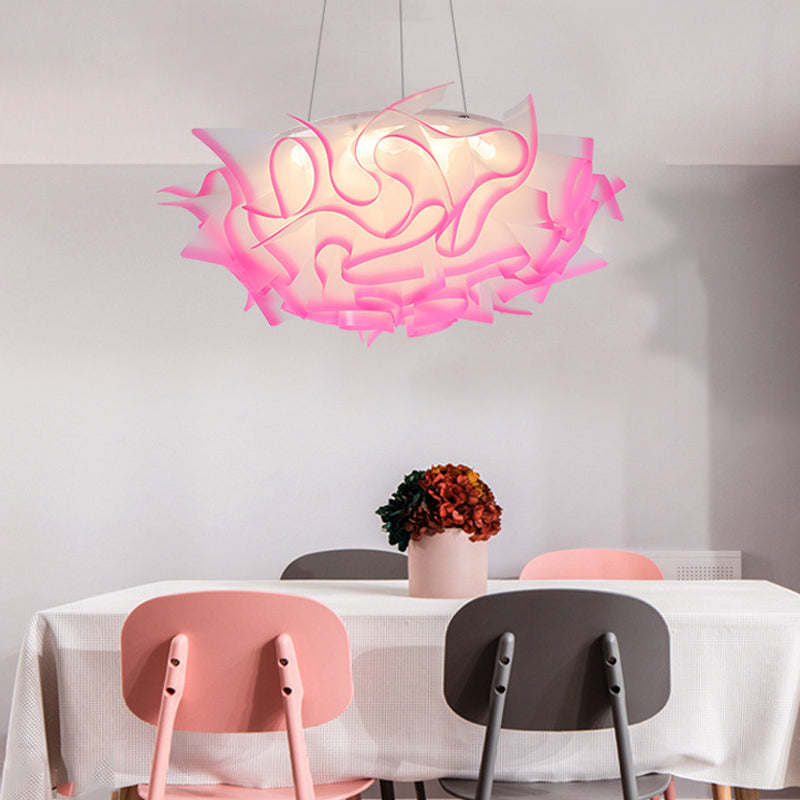 Flower Design Pendant Light Art Deco Acrylic 1 Light Pink/Orange/Blue Ceiling Pendant for Dining Room Pink Clearhalo 'Ceiling Lights' 'Modern Pendants' 'Modern' 'Pendant Lights' 'Pendants' Lighting' 208515