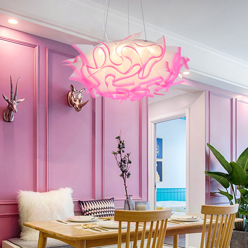 Flower Design Pendant Light Art Deco Acrylic 1 Light Pink/Orange/Blue Ceiling Pendant for Dining Room Clearhalo 'Ceiling Lights' 'Modern Pendants' 'Modern' 'Pendant Lights' 'Pendants' Lighting' 208516