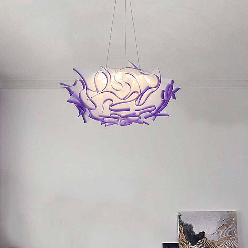 Flower Design Pendant Light Art Deco Acrylic 1 Light Pink/Orange/Blue Ceiling Pendant for Dining Room Clearhalo 'Ceiling Lights' 'Modern Pendants' 'Modern' 'Pendant Lights' 'Pendants' Lighting' 208522