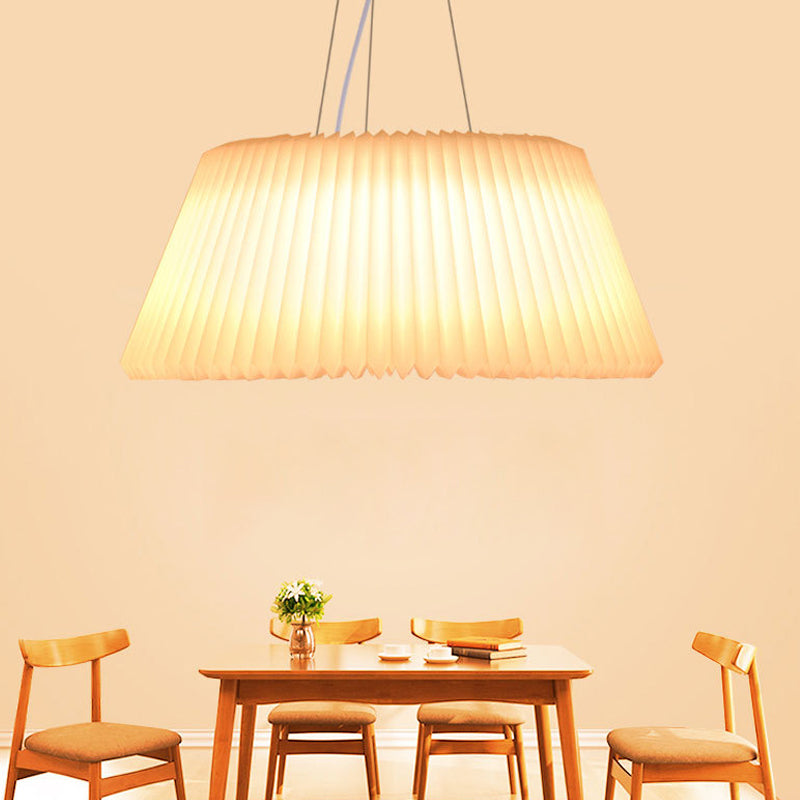 Modern Barrel Ceiling Pendant Plastic 1 Light Restaurant Pendant Lamp in White, 18"/22.5" Wide White 18" Clearhalo 'Ceiling Lights' 'Modern Pendants' 'Modern' 'Pendant Lights' 'Pendants' Lighting' 208523