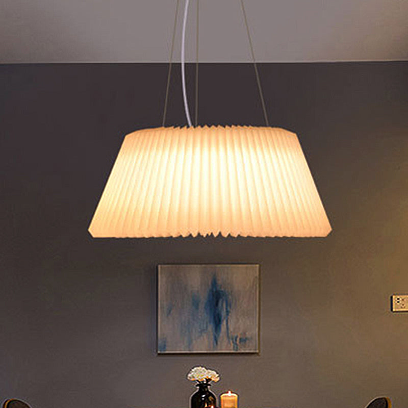 Modern Barrel Ceiling Pendant Plastic 1 Light Restaurant Pendant Lamp in White, 18"/22.5" Wide Clearhalo 'Ceiling Lights' 'Modern Pendants' 'Modern' 'Pendant Lights' 'Pendants' Lighting' 208530