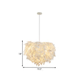 White Leaf Pendant Lamp Modern Fabric 1 Light Bedroom Hanging Light Fixture, 19.5"/23.5"/27.5" Wide Clearhalo 'Ceiling Lights' 'Modern Pendants' 'Modern' 'Pendant Lights' 'Pendants' Lighting' 208567