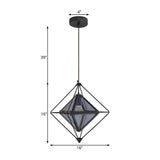 Modern 1 Light Pendant Light with Amber/Smoke Gray Glass Shade Polygon Ceiling Lamp with Black/Gold Frame Clearhalo 'Ceiling Lights' 'Close To Ceiling Lights' 'Glass shade' 'Glass' 'Modern Pendants' 'Modern' 'Pendant Lights' 'Pendants' Lighting' 208595