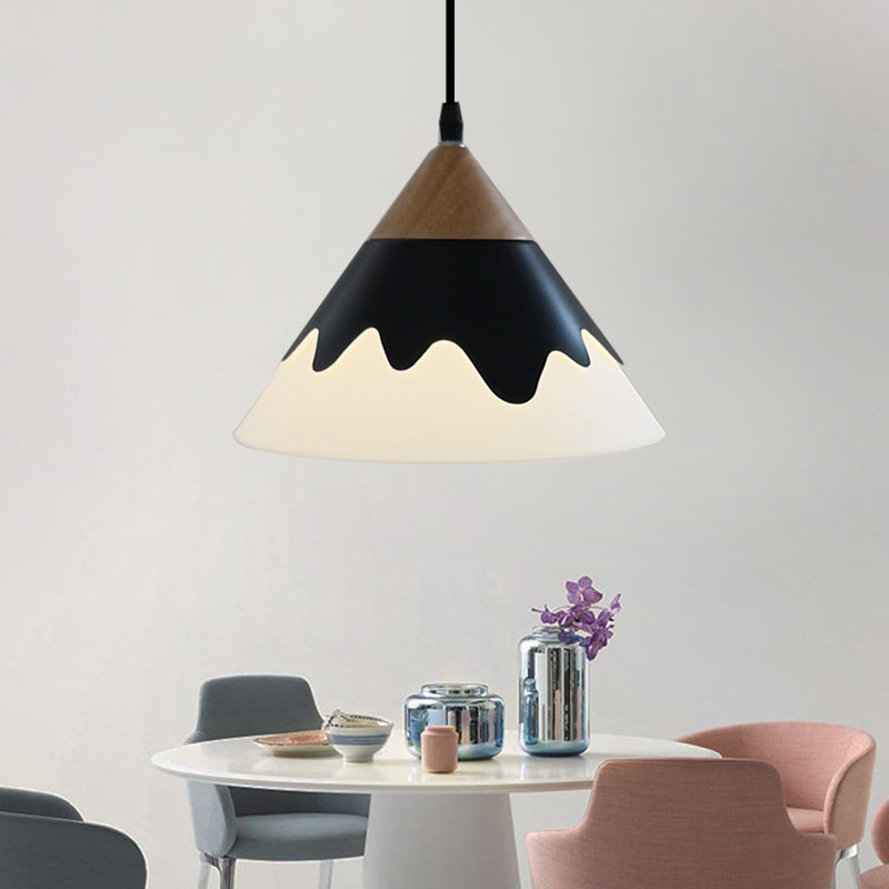 Modern Cone Hanging Lamp Metal 1 Light Dining Room Pendant Light Fixture in White/Gray/Black Clearhalo 'Ceiling Lights' 'Modern Pendants' 'Modern' 'Pendant Lights' 'Pendants' Lighting' 208635