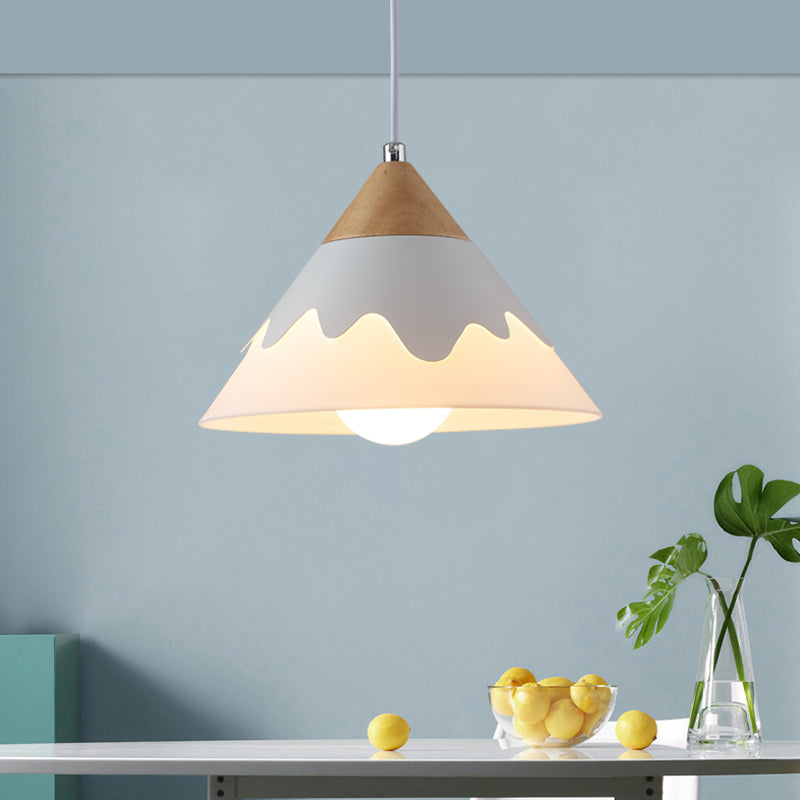 Modern Cone Hanging Lamp Metal 1 Light Dining Room Pendant Light Fixture in White/Gray/Black White Clearhalo 'Ceiling Lights' 'Modern Pendants' 'Modern' 'Pendant Lights' 'Pendants' Lighting' 208638