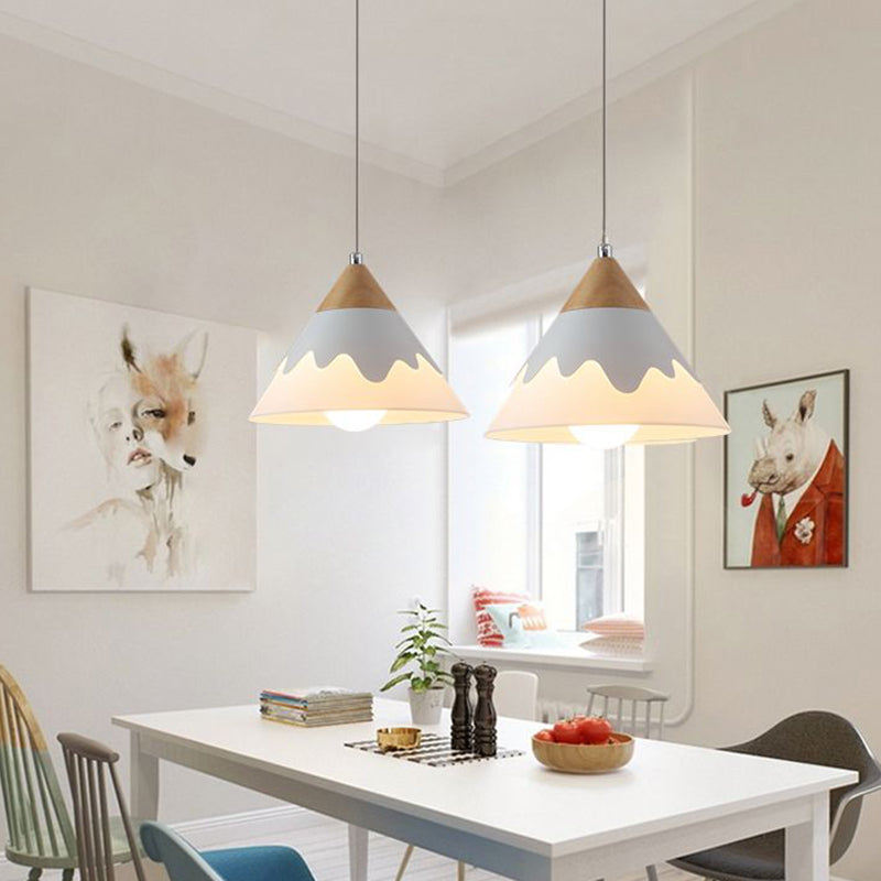 Modern Cone Hanging Lamp Metal 1 Light Dining Room Pendant Light Fixture in White/Gray/Black Clearhalo 'Ceiling Lights' 'Modern Pendants' 'Modern' 'Pendant Lights' 'Pendants' Lighting' 208639