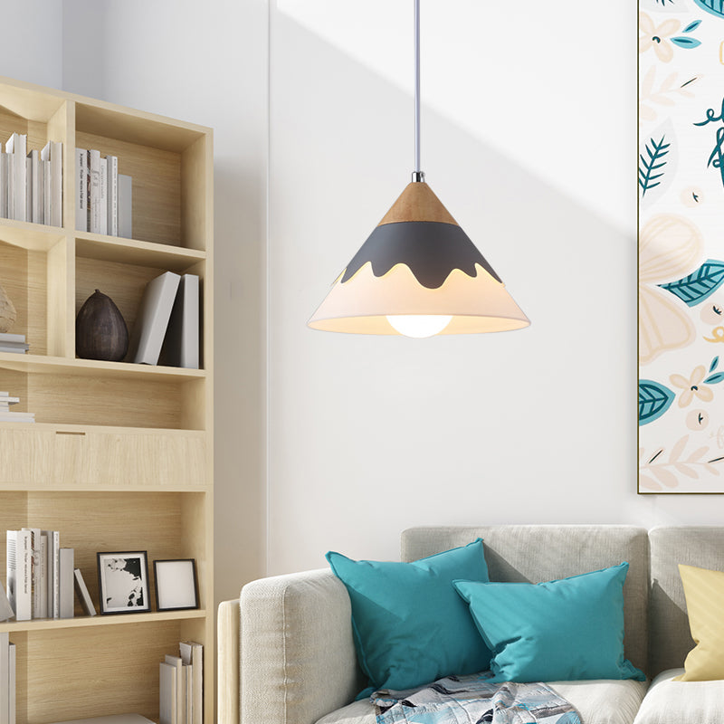 Modern Cone Hanging Lamp Metal 1 Light Dining Room Pendant Light Fixture in White/Gray/Black Clearhalo 'Ceiling Lights' 'Modern Pendants' 'Modern' 'Pendant Lights' 'Pendants' Lighting' 208642