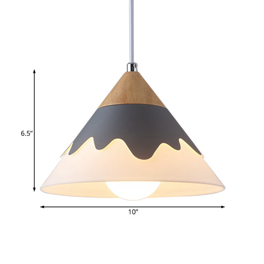 Modern Cone Hanging Lamp Metal 1 Light Dining Room Pendant Light Fixture in White/Gray/Black Clearhalo 'Ceiling Lights' 'Modern Pendants' 'Modern' 'Pendant Lights' 'Pendants' Lighting' 208643