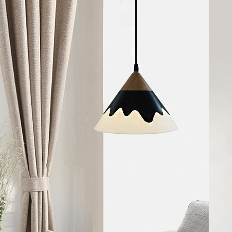 Modern Cone Hanging Lamp Metal 1 Light Dining Room Pendant Light Fixture in White/Gray/Black Black Clearhalo 'Ceiling Lights' 'Modern Pendants' 'Modern' 'Pendant Lights' 'Pendants' Lighting' 208645