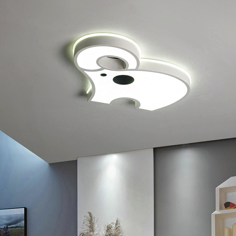 Acrylic Long Nose Elephant Ceiling Light Animal LED Ceiling Mount Light in White for Child Bedroom White White Clearhalo 'Ceiling Lights' 'Close To Ceiling Lights' 'Close to ceiling' 'Flush mount' Lighting' 208650