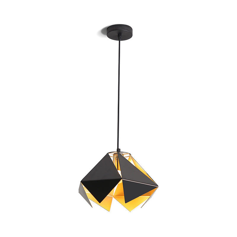 Geometric Hanging Ceiling Light Modern Glass 1 Light Black Ceiling Light for Dining Room, 8.5"/12.5" Wide Clearhalo 'Ceiling Lights' 'Modern Pendants' 'Modern' 'Pendant Lights' 'Pendants' Lighting' 208670