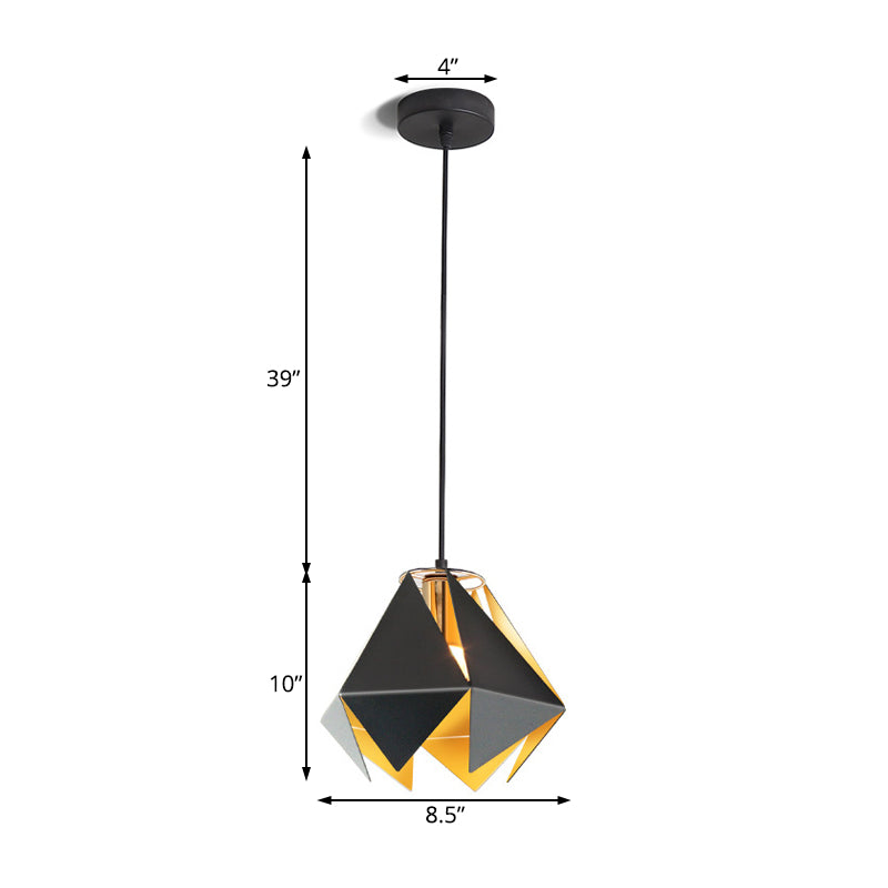 Geometric Hanging Ceiling Light Modern Glass 1 Light Black Ceiling Light for Dining Room, 8.5"/12.5" Wide Clearhalo 'Ceiling Lights' 'Modern Pendants' 'Modern' 'Pendant Lights' 'Pendants' Lighting' 208671