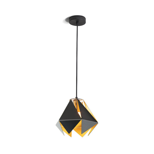 Geometric Hanging Ceiling Light Modern Glass 1 Light Black Ceiling Light for Dining Room, 8.5"/12.5" Wide Clearhalo 'Ceiling Lights' 'Modern Pendants' 'Modern' 'Pendant Lights' 'Pendants' Lighting' 208673