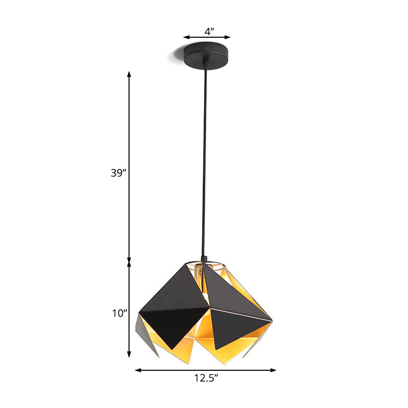 Geometric Hanging Ceiling Light Modern Glass 1 Light Black Ceiling Light for Dining Room, 8.5"/12.5" Wide Clearhalo 'Ceiling Lights' 'Modern Pendants' 'Modern' 'Pendant Lights' 'Pendants' Lighting' 208674