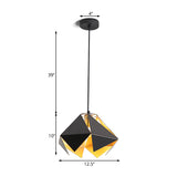 Geometric Hanging Ceiling Light Modern Glass 1 Light Black Ceiling Light for Dining Room, 8.5"/12.5" Wide Clearhalo 'Ceiling Lights' 'Modern Pendants' 'Modern' 'Pendant Lights' 'Pendants' Lighting' 208674