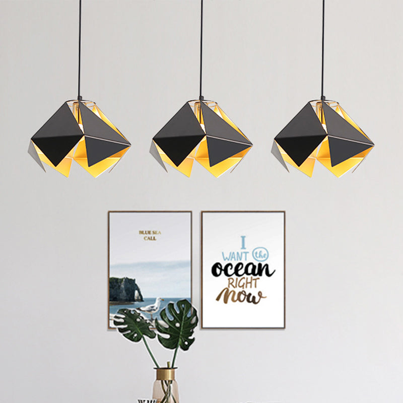 Geometric Hanging Ceiling Light Modern Glass 1 Light Black Ceiling Light for Dining Room, 8.5"/12.5" Wide Black 12.5" Clearhalo 'Ceiling Lights' 'Modern Pendants' 'Modern' 'Pendant Lights' 'Pendants' Lighting' 208675