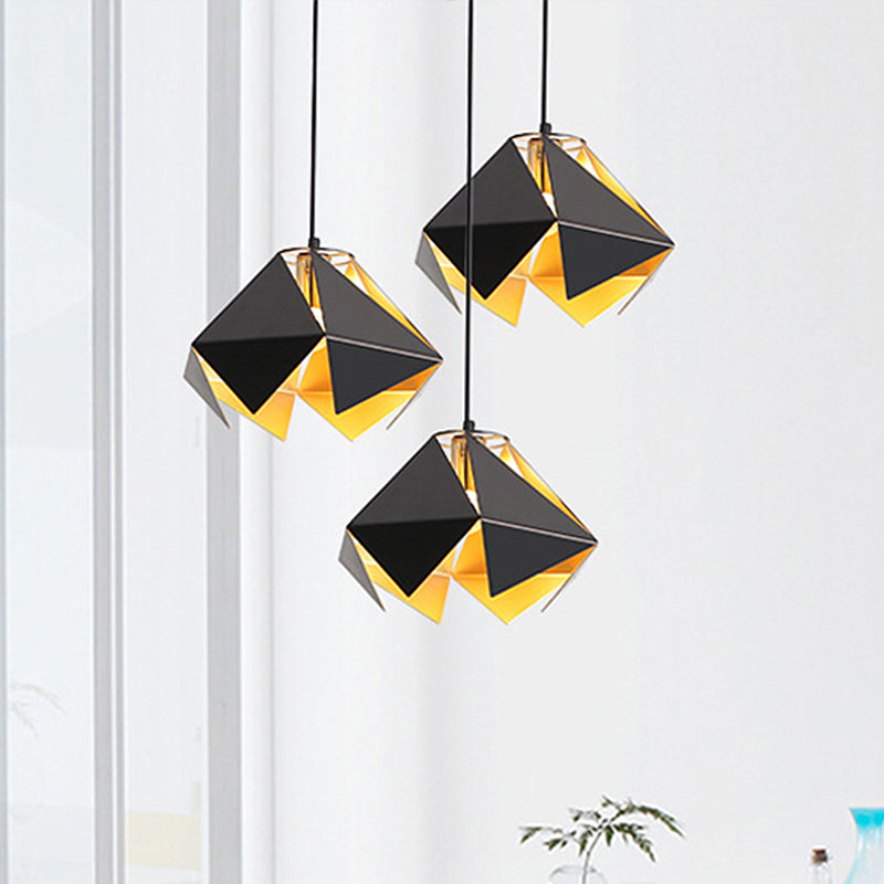 Geometric Hanging Ceiling Light Modern Glass 1 Light Black Ceiling Light for Dining Room, 8.5"/12.5" Wide Clearhalo 'Ceiling Lights' 'Modern Pendants' 'Modern' 'Pendant Lights' 'Pendants' Lighting' 208676