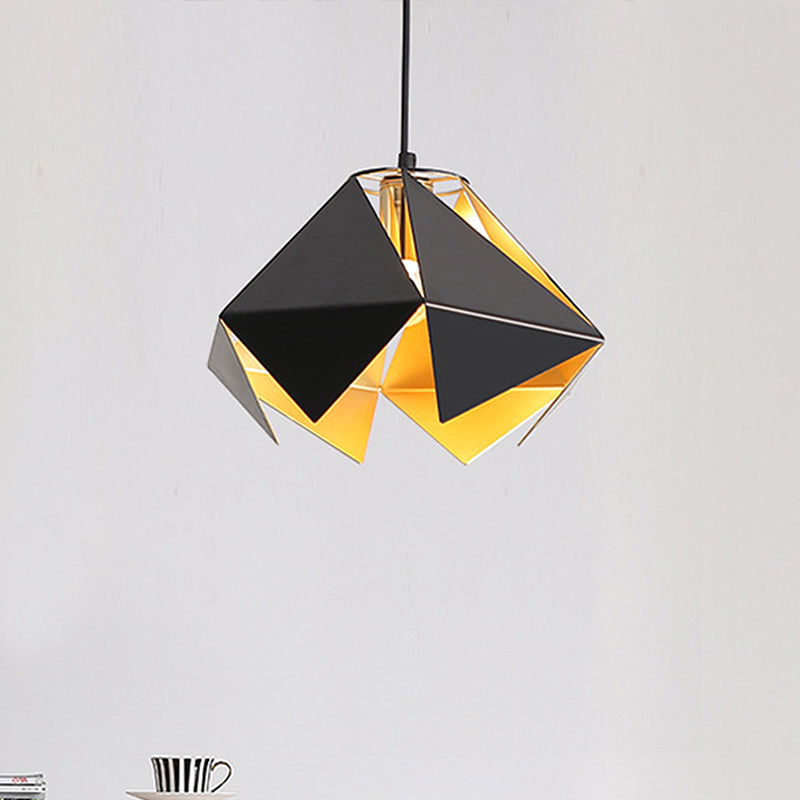 Geometric Hanging Ceiling Light Modern Glass 1 Light Black Ceiling Light for Dining Room, 8.5"/12.5" Wide Clearhalo 'Ceiling Lights' 'Modern Pendants' 'Modern' 'Pendant Lights' 'Pendants' Lighting' 208677