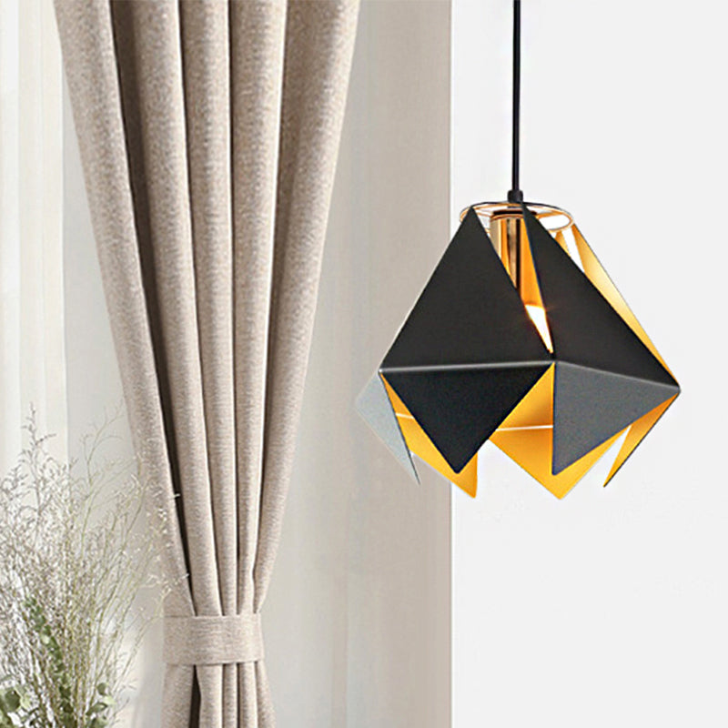 Geometric Hanging Ceiling Light Modern Glass 1 Light Black Ceiling Light for Dining Room, 8.5"/12.5" Wide Black 8.5" Clearhalo 'Ceiling Lights' 'Modern Pendants' 'Modern' 'Pendant Lights' 'Pendants' Lighting' 208678