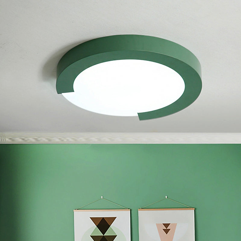 Kid Bedroom Circular Ceiling Mount Light Acrylic Simple Style Ceiling Lamp with Ring Green Clearhalo 'Ceiling Lights' 'Close To Ceiling Lights' 'Close to ceiling' Lighting' 208698